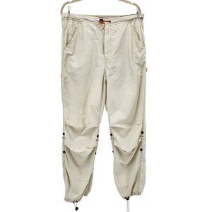 Vintage Structure Mens Medium Carpitrooper Pants Parachute Baggy Ivory Khaki